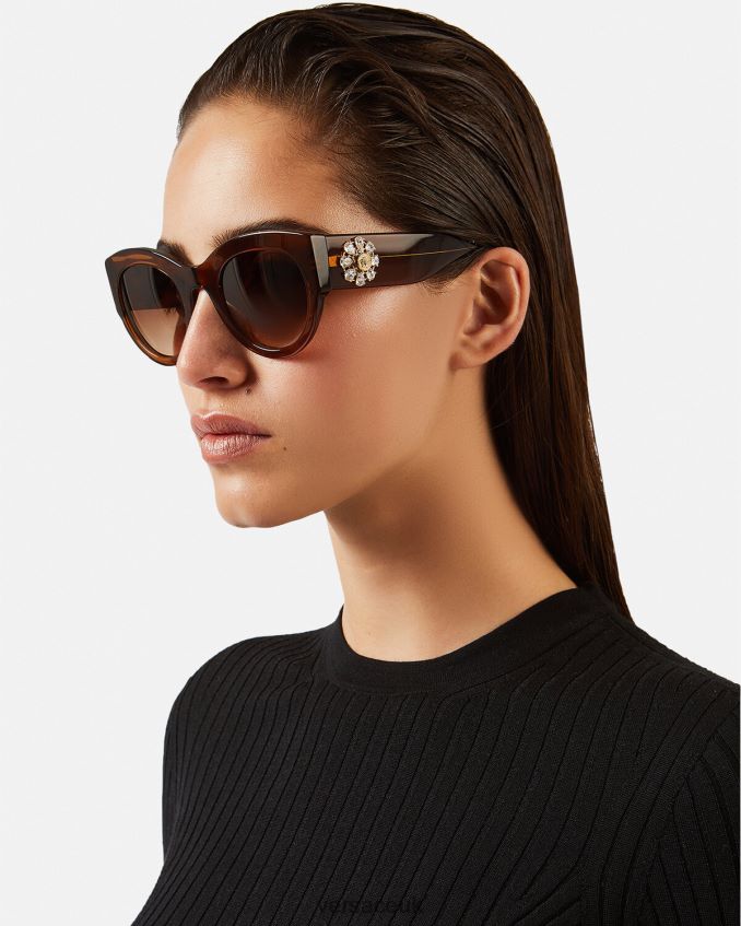 Women Versace Tribute Jewel Sunglasses 6D2D06683 Brown Accessories