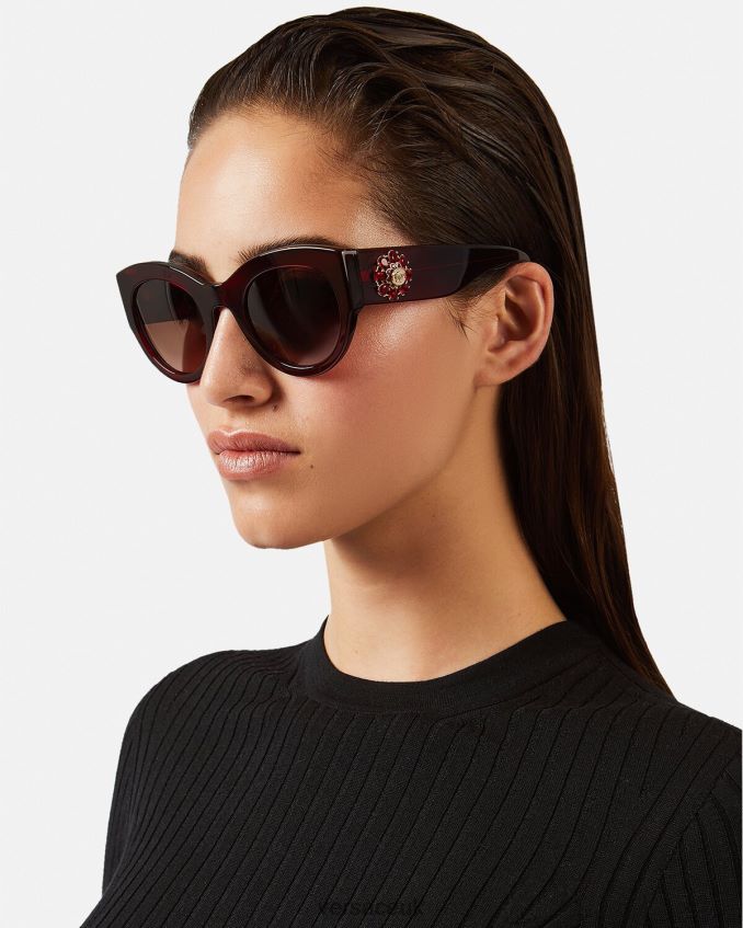 Women Versace Tribute Jewel Sunglasses 6D2D06684 Burgundy Accessories