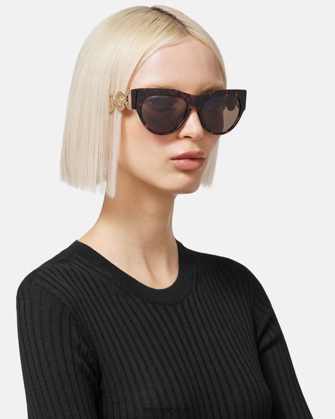 Women Versace Winged Medusa Sunglasses 6D2D06604 Havana Accessories