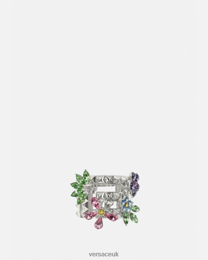 Women Versace Crystal Bloom Ring 6D2D06850 Silver Accessories