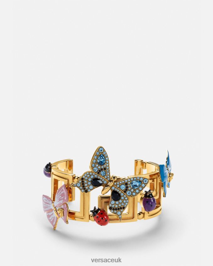 Women Versace Crystal Butterflies Cuff Bracelet 6D2D06718 Gold Accessories