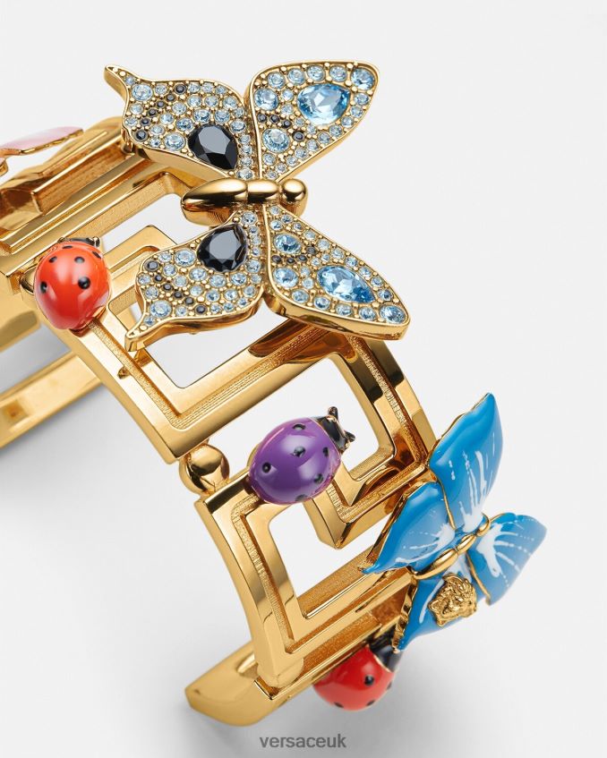 Women Versace Crystal Butterflies Cuff Bracelet 6D2D06718 Gold Accessories