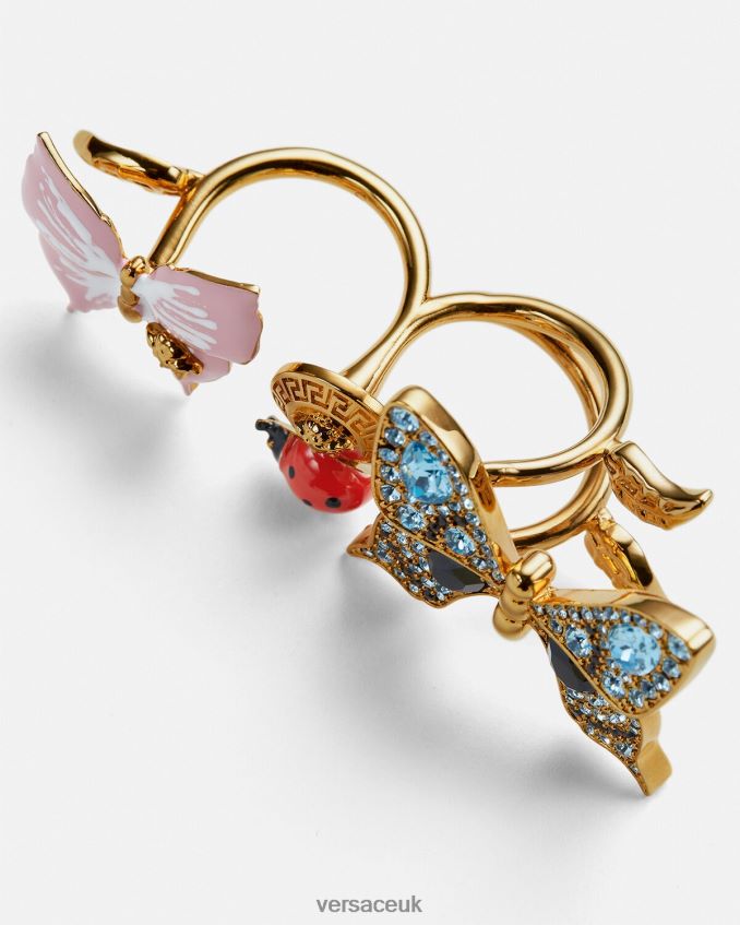 Women Versace Crystal Butterflies Cuff Ring 6D2D06714 Gold Accessories