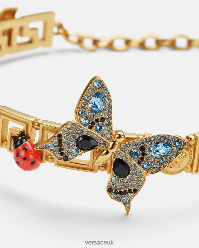 Women Versace Crystal Butterflies Greca Choker 6D2D06716 Gold Accessories