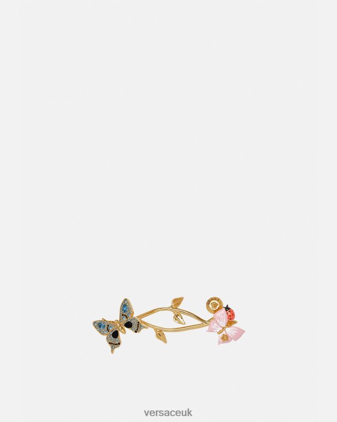 Women Versace Crystal Butterflies Palm Cuff Bracelet 6D2D06715 Gold Accessories