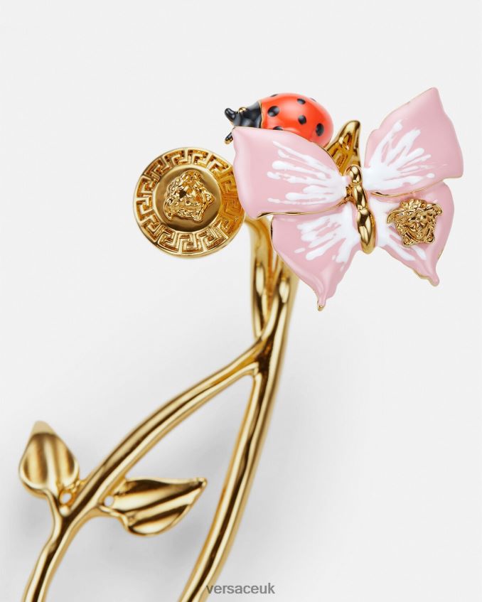 Women Versace Crystal Butterflies Palm Cuff Bracelet 6D2D06715 Gold Accessories
