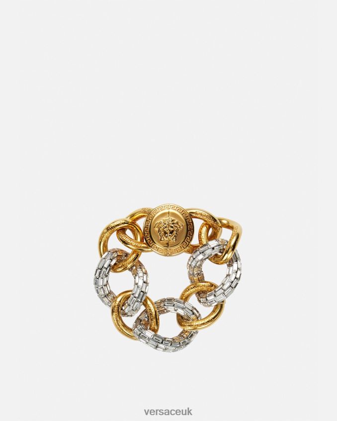 Women Versace Crystal Chain Bracelet 6D2D06740 Gold Accessories