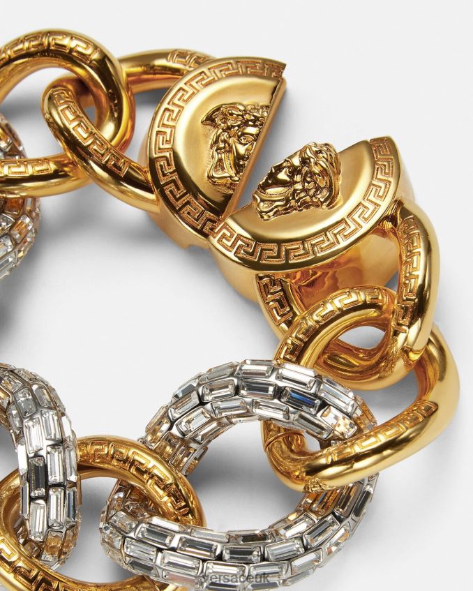 Women Versace Crystal Chain Bracelet 6D2D06740 Gold Accessories