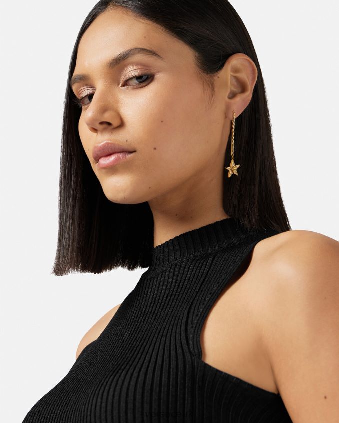 Women Versace Crystal Galaxy Earrings 6D2D06824 Gold Accessories