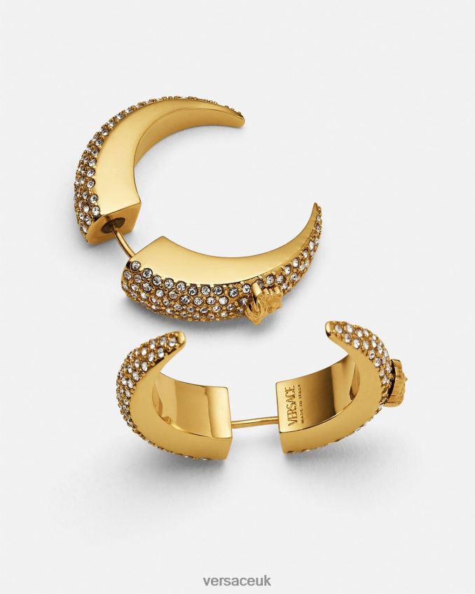 Women Versace Crystal Galaxy Moon Earrings 6D2D06731 Gold Accessories