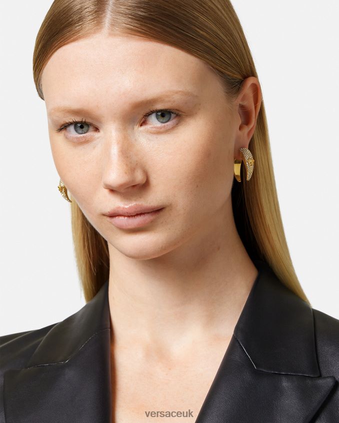 Women Versace Crystal Galaxy Moon Earrings 6D2D06731 Gold Accessories