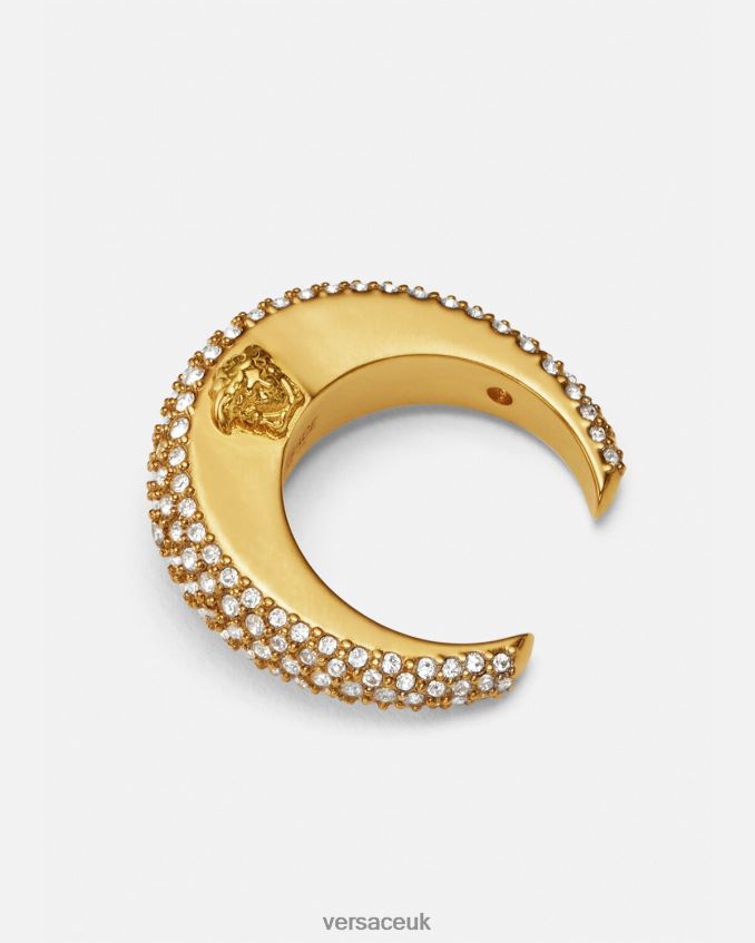 Women Versace Crystal Galaxy Moon Ring 6D2D06733 Gold Accessories