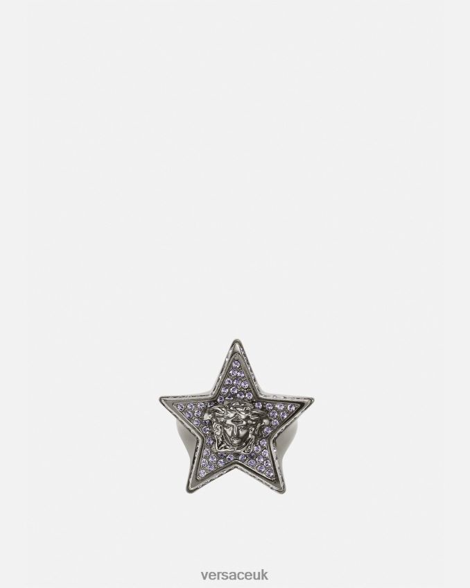 Women Versace Crystal Galaxy Ring 6D2D06825 Gray Accessories