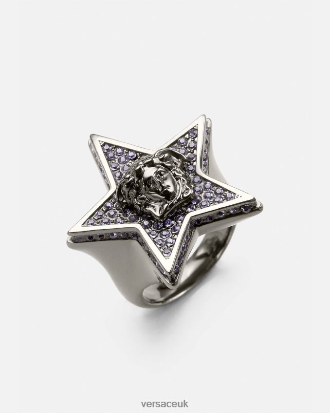 Women Versace Crystal Galaxy Ring 6D2D06825 Gray Accessories