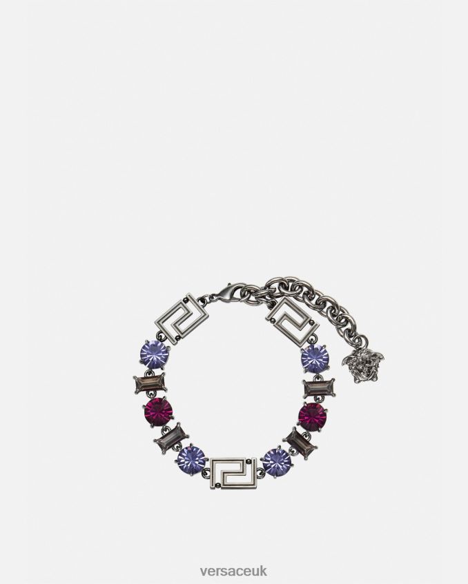 Women Versace Crystal Greca Bracelet 6D2D06838 Gray Accessories