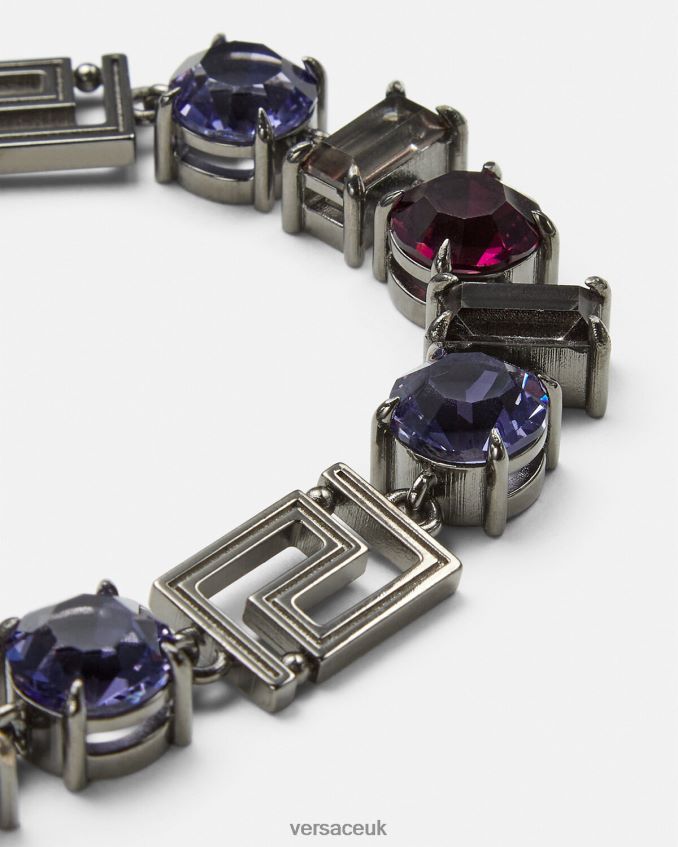 Women Versace Crystal Greca Bracelet 6D2D06838 Gray Accessories