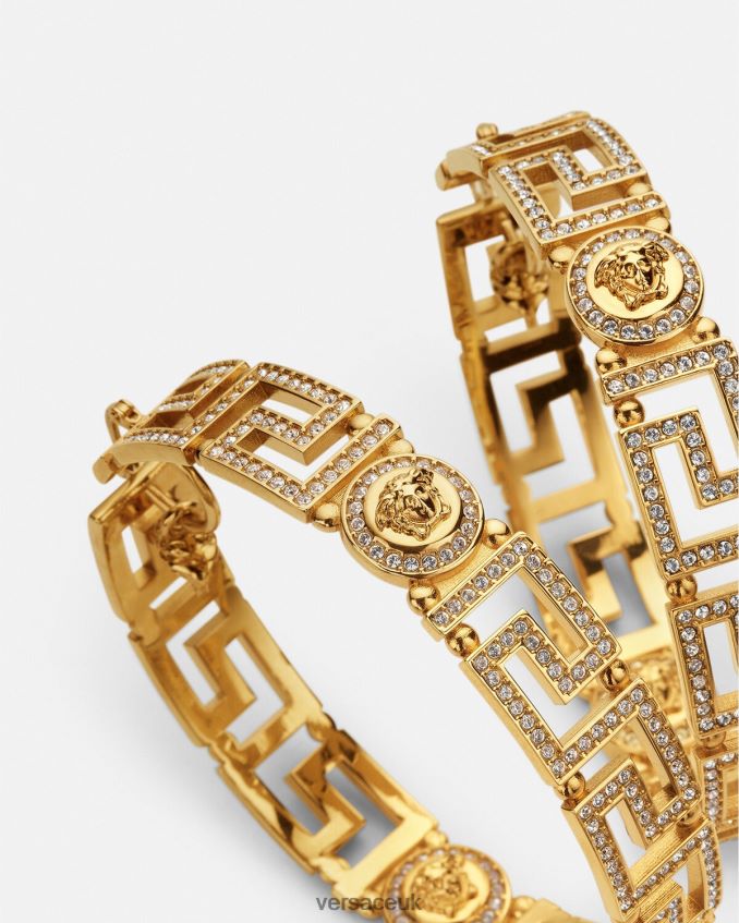 Women Versace Crystal Greca Hoop Earrings 6D2D06835 Gold Accessories