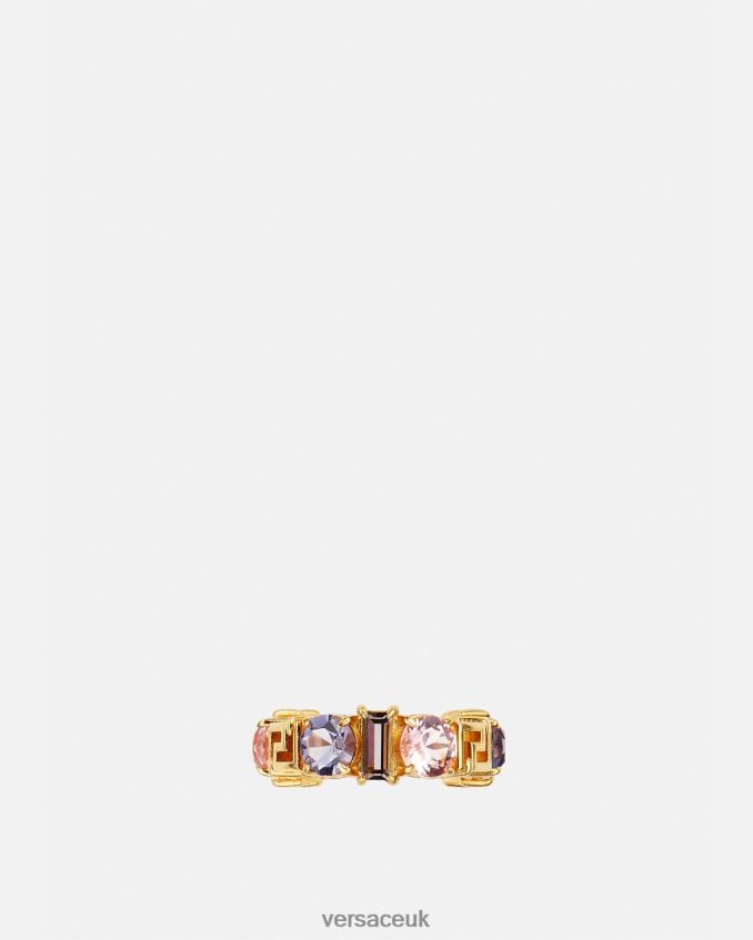 Women Versace Crystal Greca Ring 6D2D06837 Gold Accessories