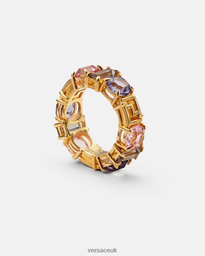Women Versace Crystal Greca Ring 6D2D06837 Gold Accessories