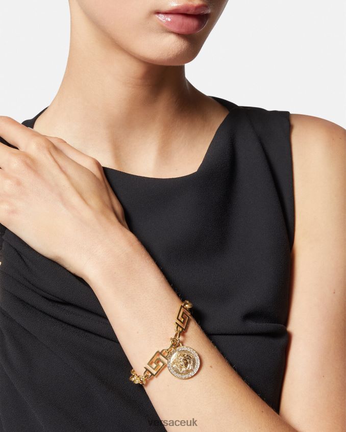 Women Versace Crystal La Medusa Greca Bracelet 6D2D06743 Gold Accessories