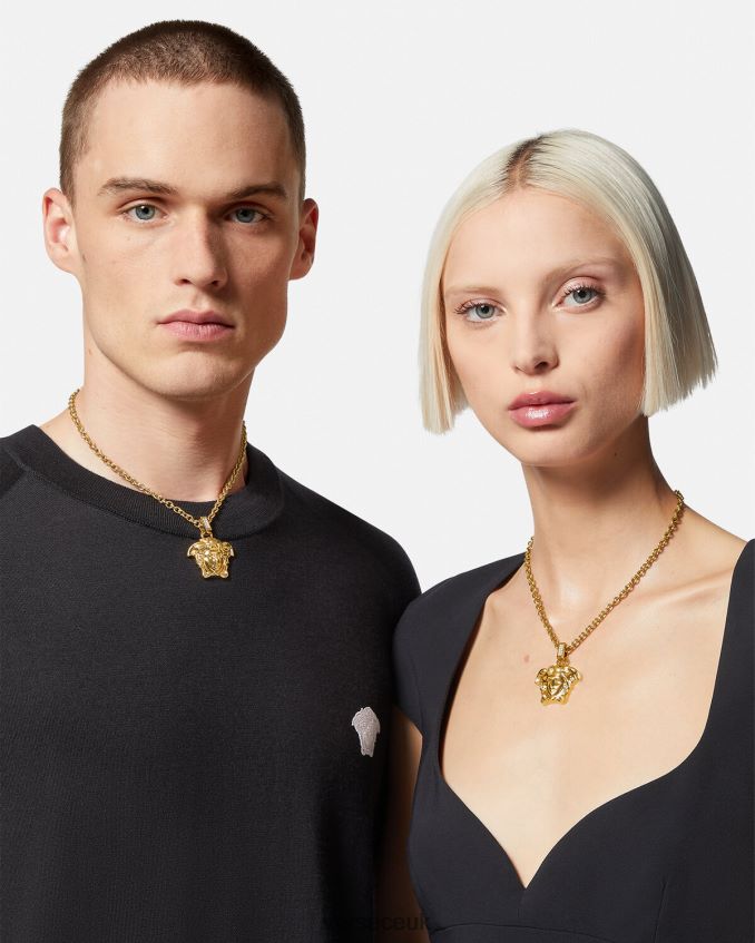 Women Versace Crystal La Medusa Necklace 6D2D06773 Gold Accessories