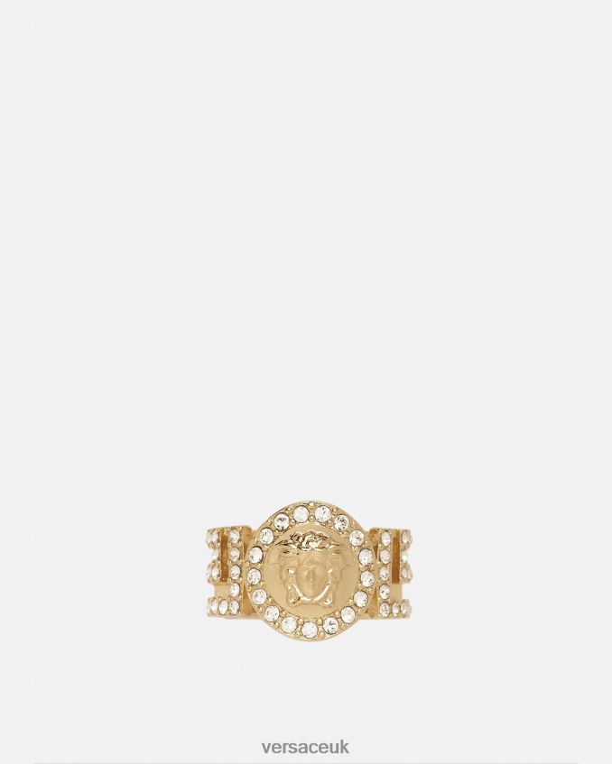 Women Versace Crystal La Medusa Ring 6D2D06789 Gold Accessories