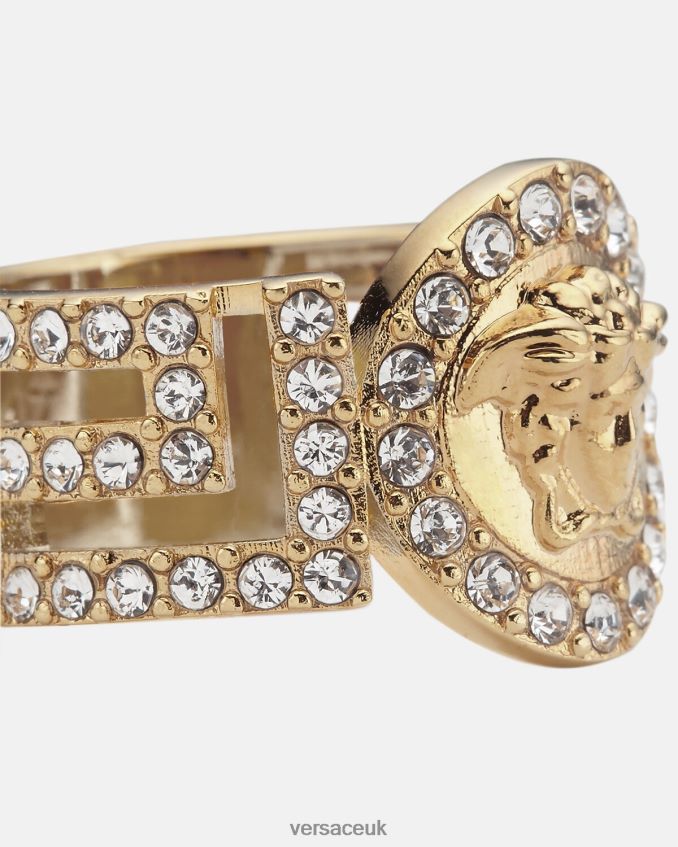 Women Versace Crystal La Medusa Ring 6D2D06789 Gold Accessories