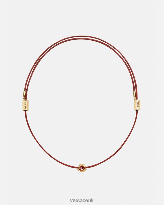 Women Versace Crystal Medusa Cord Necklace 6D2D06843 Red & Gold Accessories