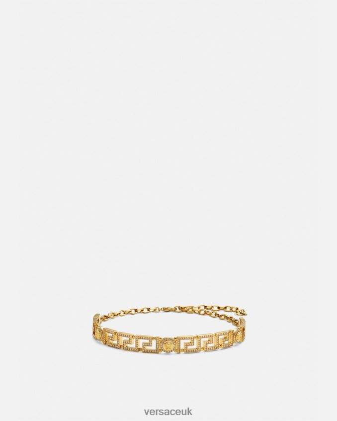 Women Versace Crystal Medusa Greca Choker Necklace 6D2D06747 Gold Accessories