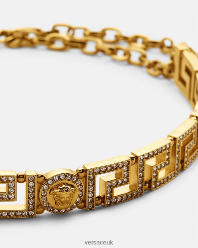 Women Versace Crystal Medusa Greca Choker Necklace 6D2D06747 Gold Accessories