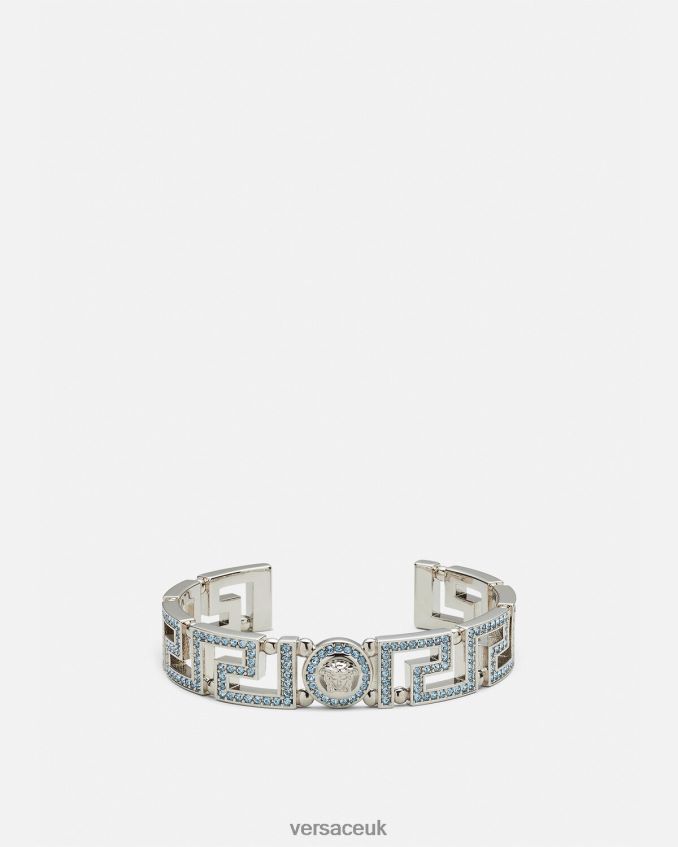 Women Versace Crystal Medusa Greca Cuff Bracelet 6D2D06724 Light Blue & Metallic Accessories
