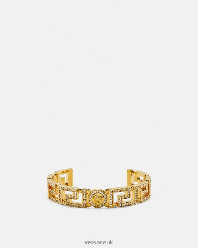 Women Versace Crystal Medusa Greca Cuff Bracelet 6D2D06761 Gold Accessories