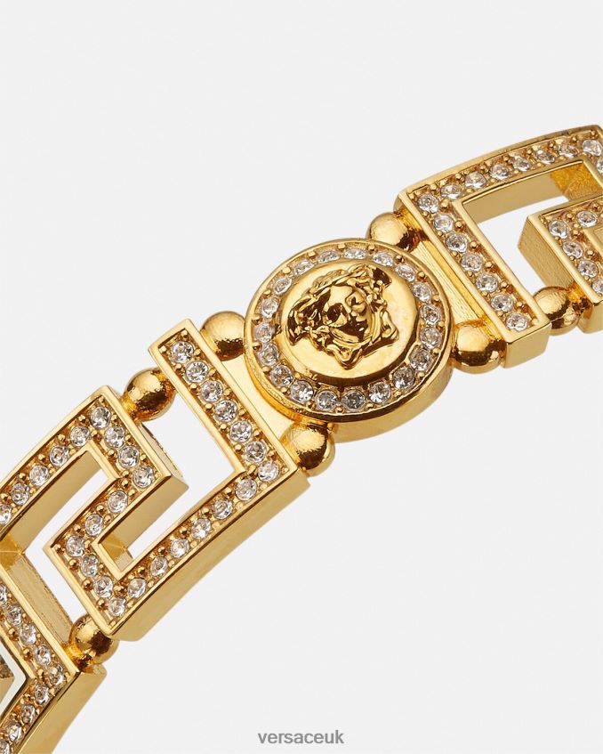 Women Versace Crystal Medusa Greca Cuff Bracelet 6D2D06761 Gold Accessories