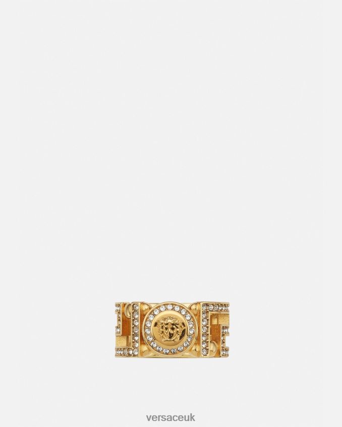 Women Versace Crystal Medusa Greca Ring 6D2D06756 Gold Accessories