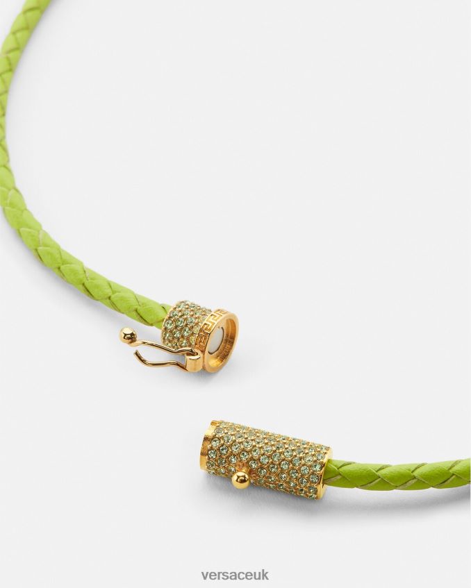 Women Versace Crystal Medusa Leather Necklace 6D2D06853 Lime Accessories