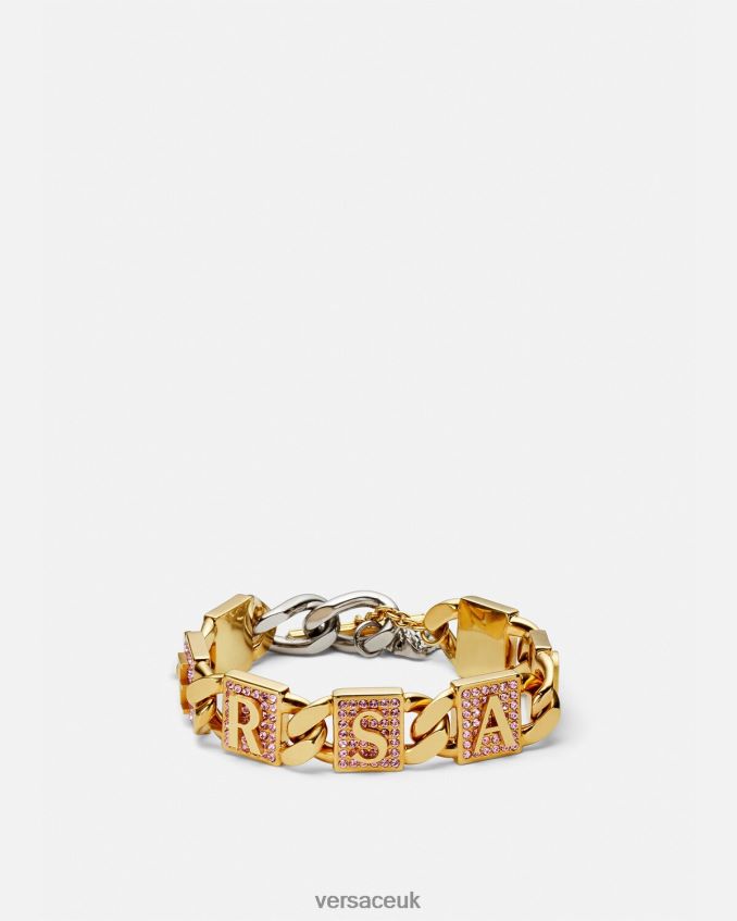 Women Versace Crystal Tiles Bracelet 6D2D06738 Pink & Gold Accessories