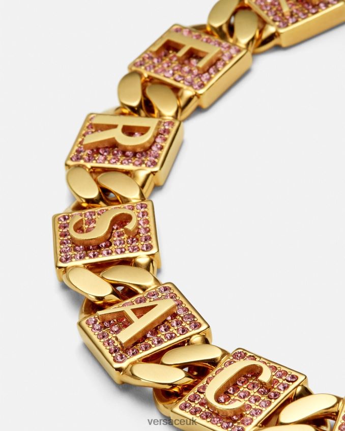 Women Versace Crystal Tiles Bracelet 6D2D06738 Pink & Gold Accessories