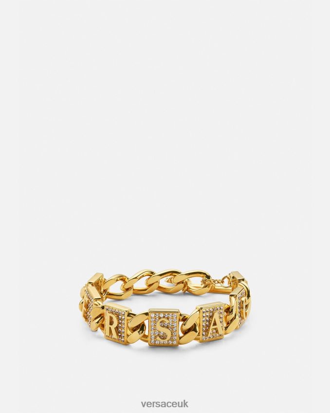 Women Versace Crystal Tiles Bracelet 6D2D06811 Gold Accessories
