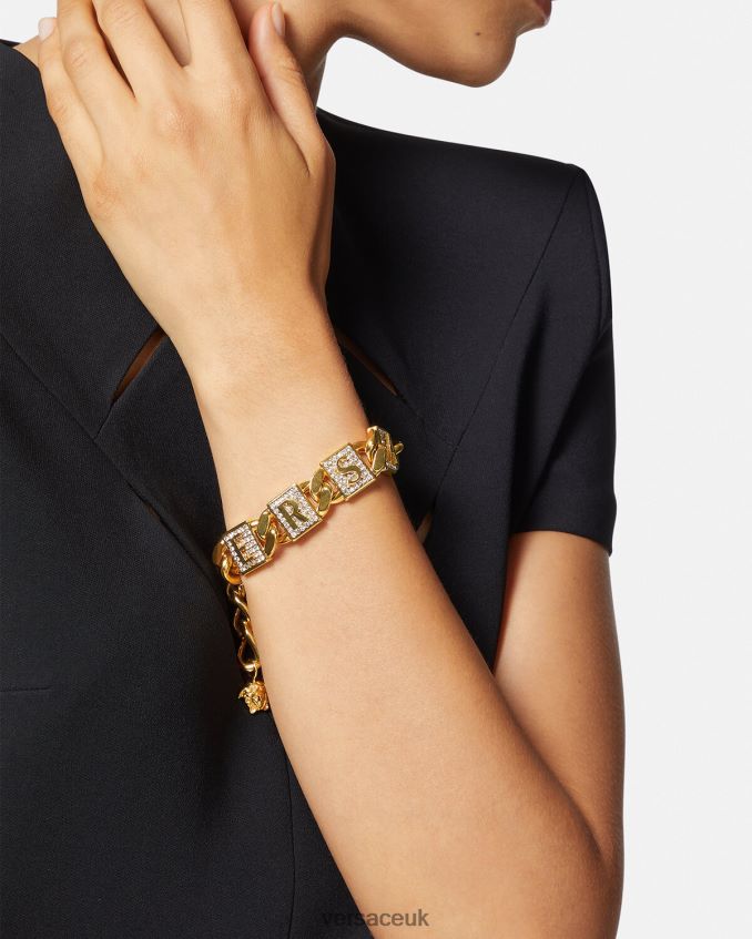 Women Versace Crystal Tiles Bracelet 6D2D06811 Gold Accessories