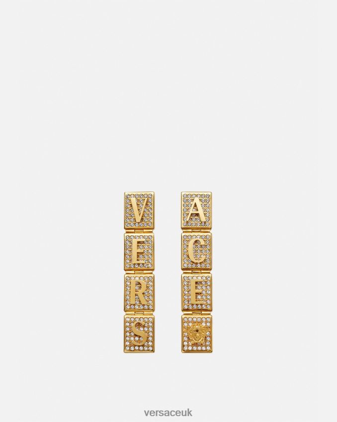 Women Versace Crystal Tiles Earrings 6D2D06809 Gold Accessories