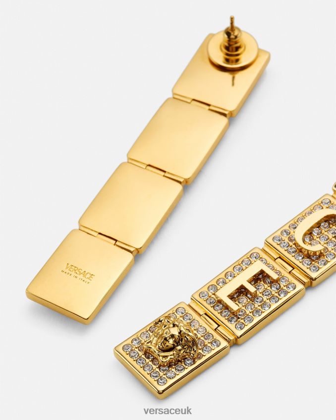 Women Versace Crystal Tiles Earrings 6D2D06809 Gold Accessories