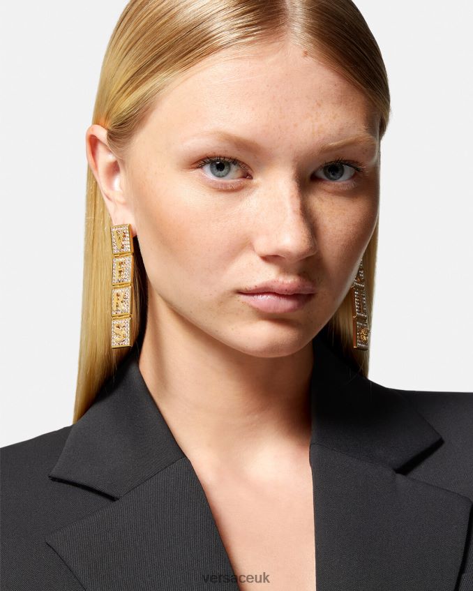 Women Versace Crystal Tiles Earrings 6D2D06809 Gold Accessories