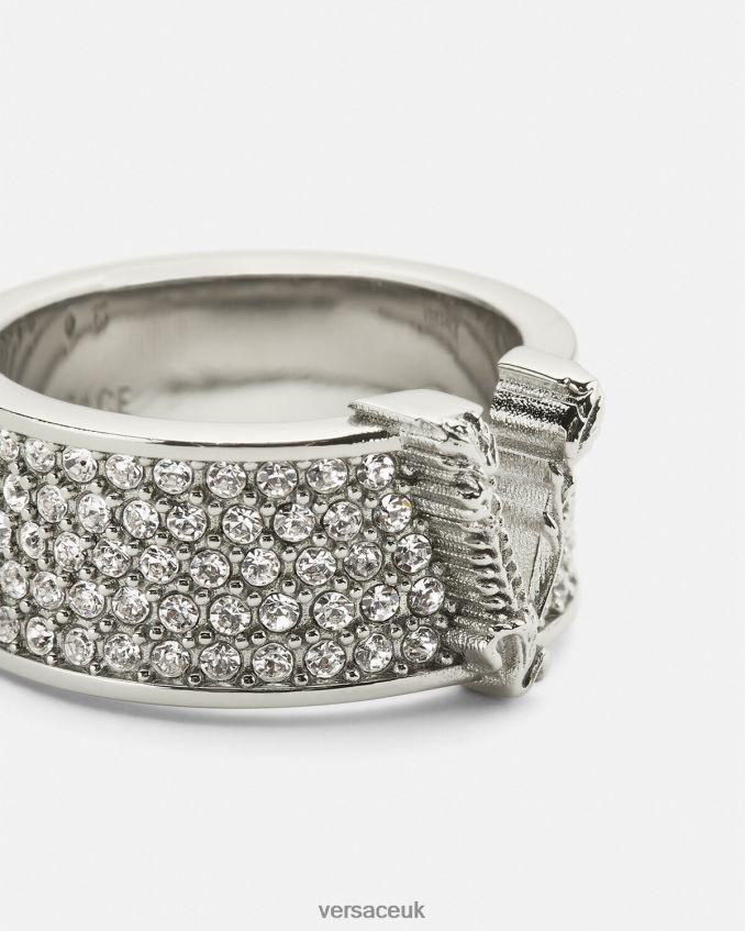 Women Versace Crystal Virtus Ring 6D2D06857 Silver Accessories