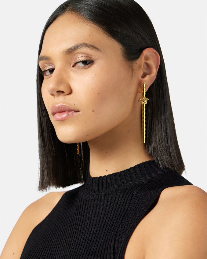 Women Versace Greca Asymmetric Earrings 6D2D06750 Gold Accessories
