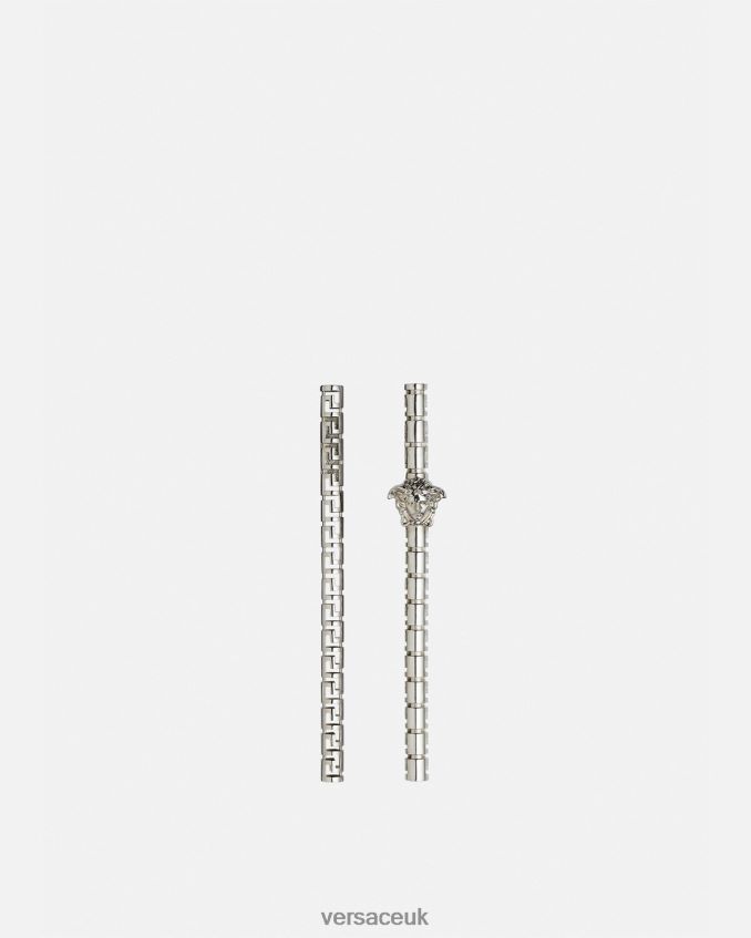 Women Versace Greca Asymmetric Earrings 6D2D06834 Silver Accessories