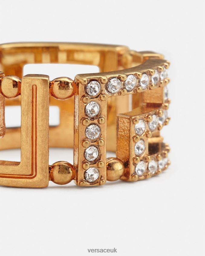 Women Versace Greca Crystal Ring 6D2D06755 Gold Accessories