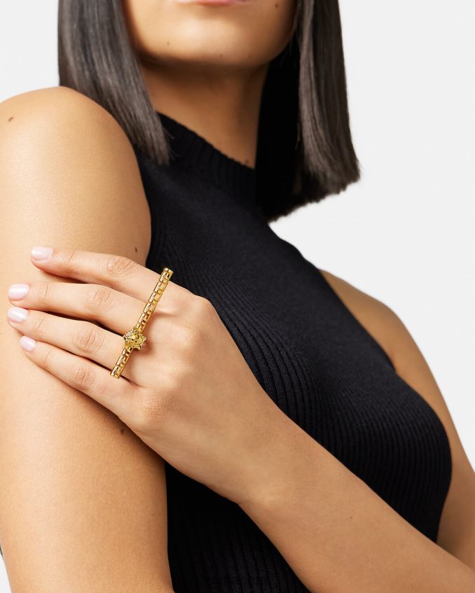 Women Versace Greca Double Ring 6D2D06754 Gold Accessories