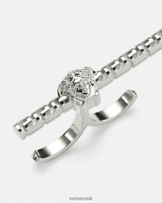Women Versace Greca Double Ring 6D2D06836 Silver Accessories
