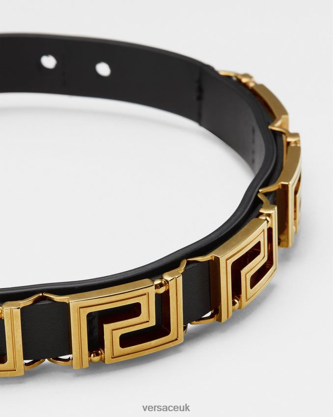 Women Versace Greca Leather Choker 6D2D06746 Black Accessories