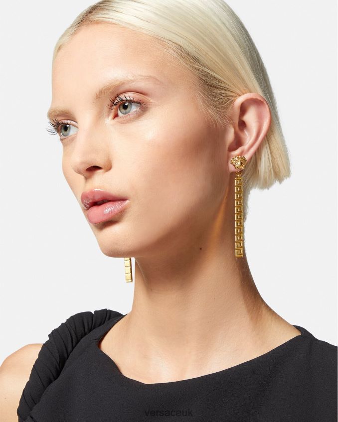 Women Versace La Medusa Greca Drop Earrings 6D2D06748 Gold Accessories